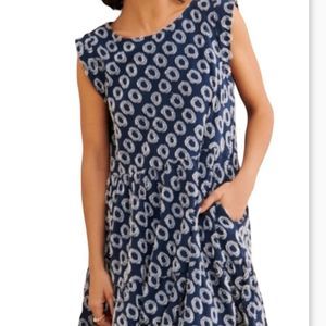 Maeve Anthropologie Navy White Lisanne Textured Tunic Dress Size SP